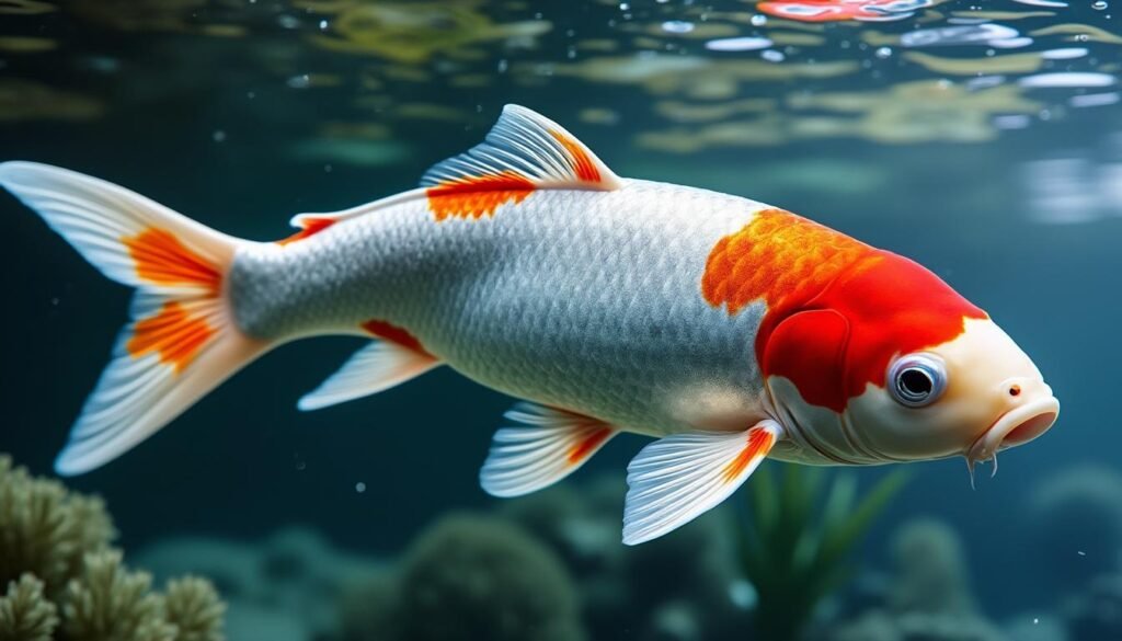 découvrez la carpe koï beni kikokuryu, une variété rare et élégante aux couleurs éclatantes, idéale pour embellir votre bassin avec un poisson d'exception.