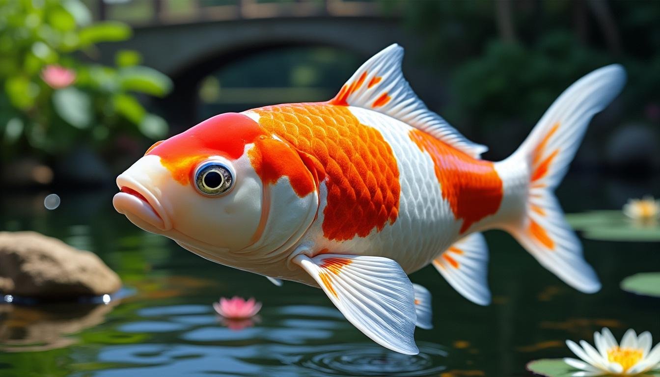 découvrez la carpe koï beni kujaku, une variété élégante au magnifique motif rouge et blanc, symbole de beauté et de chance dans les bassins de jardin.