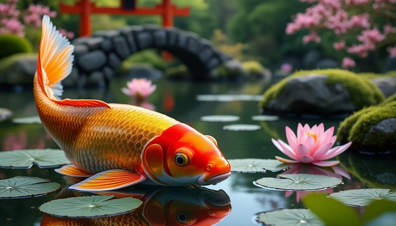 découvrez la beauté élégante de la carpe koï beni ogon, une variété prisée pour ses magnifiques écailles dorées et son tempérament paisible, parfaite pour les étangs et les bassins décoratifs.