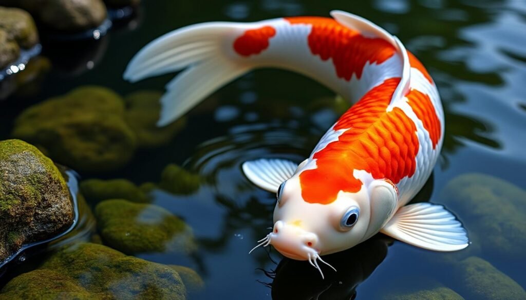 découvrez la carpe koï benigoi, une variété japonaise élégante aux écailles rouges et or, parfaite pour embellir votre étang avec style et grâce.