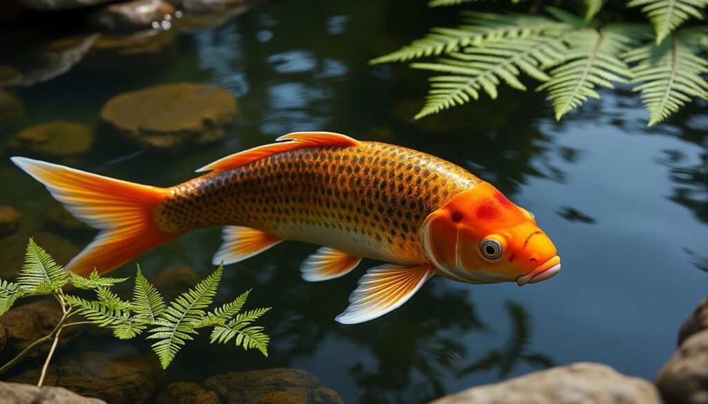 découvrez la beauté unique de la carpe koï brown ochiba, une variété élégante aux nuances chaudes parfaites pour votre bassin ou jardin aquatique.