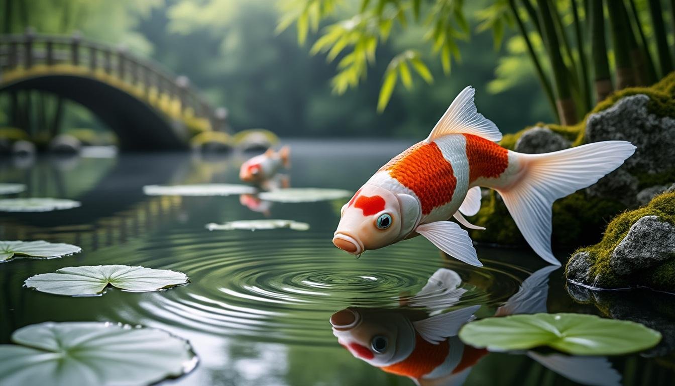 découvrez la carpe koï butterfly kohaku, une magnifique variété aux nageoires élégantes et au motif rouge vif sur fond blanc, idéale pour embellir votre bassin.