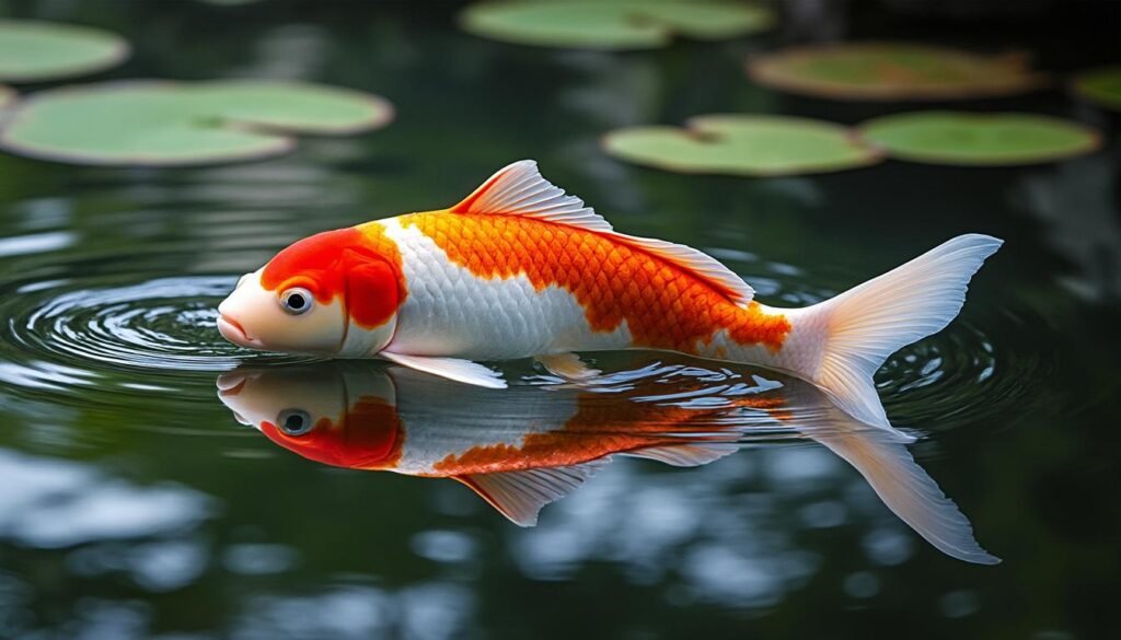 découvrez la beauté unique de la carpe koï butterfly kohaku, une variété élégante aux couleurs éclatantes et aux nageoires papillon gracieuses, parfaite pour sublimer votre bassin.