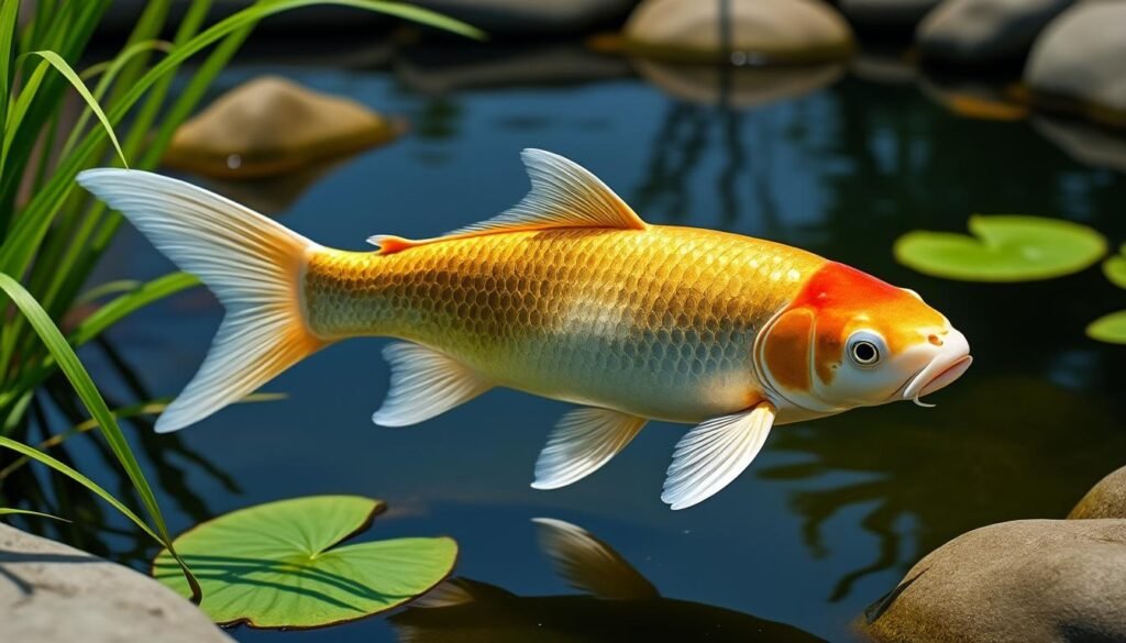 découvrez la carpe koï doitsu ogon, une magnifique carpe japonaise au corps lustré doré, idéale pour embellir votre bassin avec élégance et sérénité.