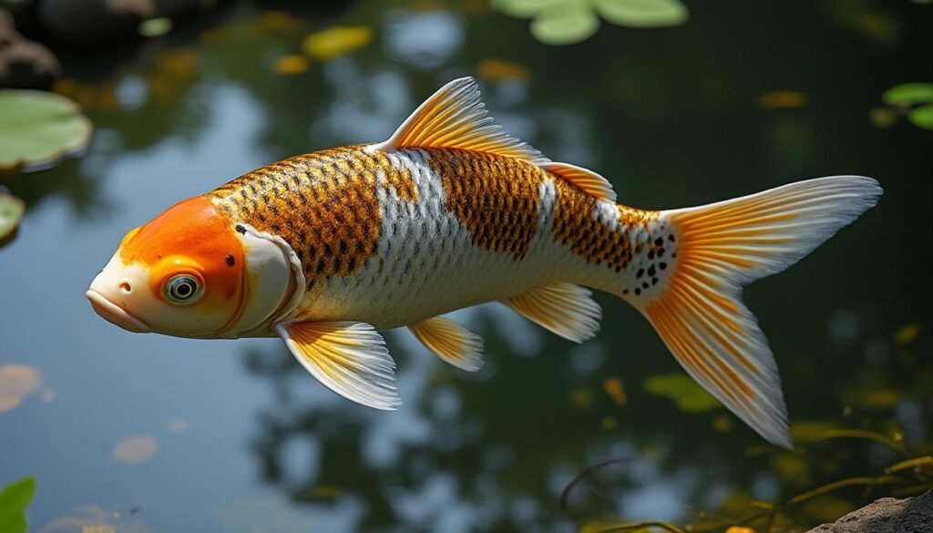 découvrez la beauté unique de la carpe koï ginrin chagoi, renommée pour ses écailles scintillantes et ses couleurs vibrantes. idéale pour votre bassin, cette variété de carpe japonaise apporte élégance et sérénité à votre jardin aquatique.