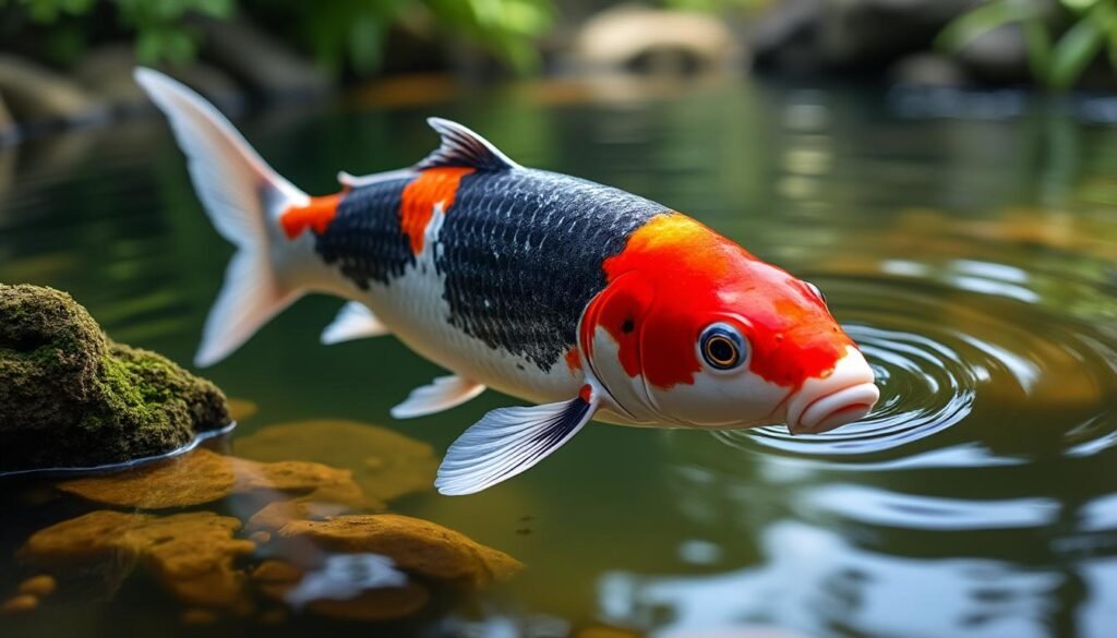 découvrez la carpe koï ginrin hi utsuri, une variété exceptionnelle aux écailles scintillantes et aux motifs rouges éclatants. parfaite pour embellir votre bassin avec élégance et originalité.