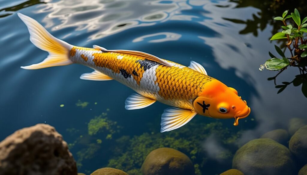 découvrez la beauté unique de la carpe koï ginrin ki utsuri, une variété aux écailles étincelantes et aux couleurs vives, parfaite pour enrichir votre bassin.