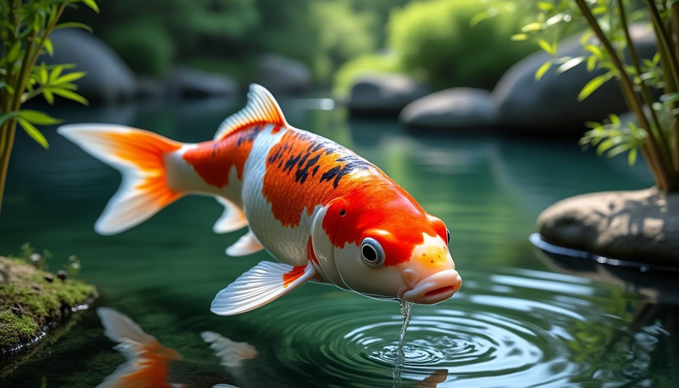 découvrez la carpe koï ginrin ochiba, symbole de force et de sérénité, avec ses écailles scintillantes uniques. parfaite pour embellir votre jardin aquatique.