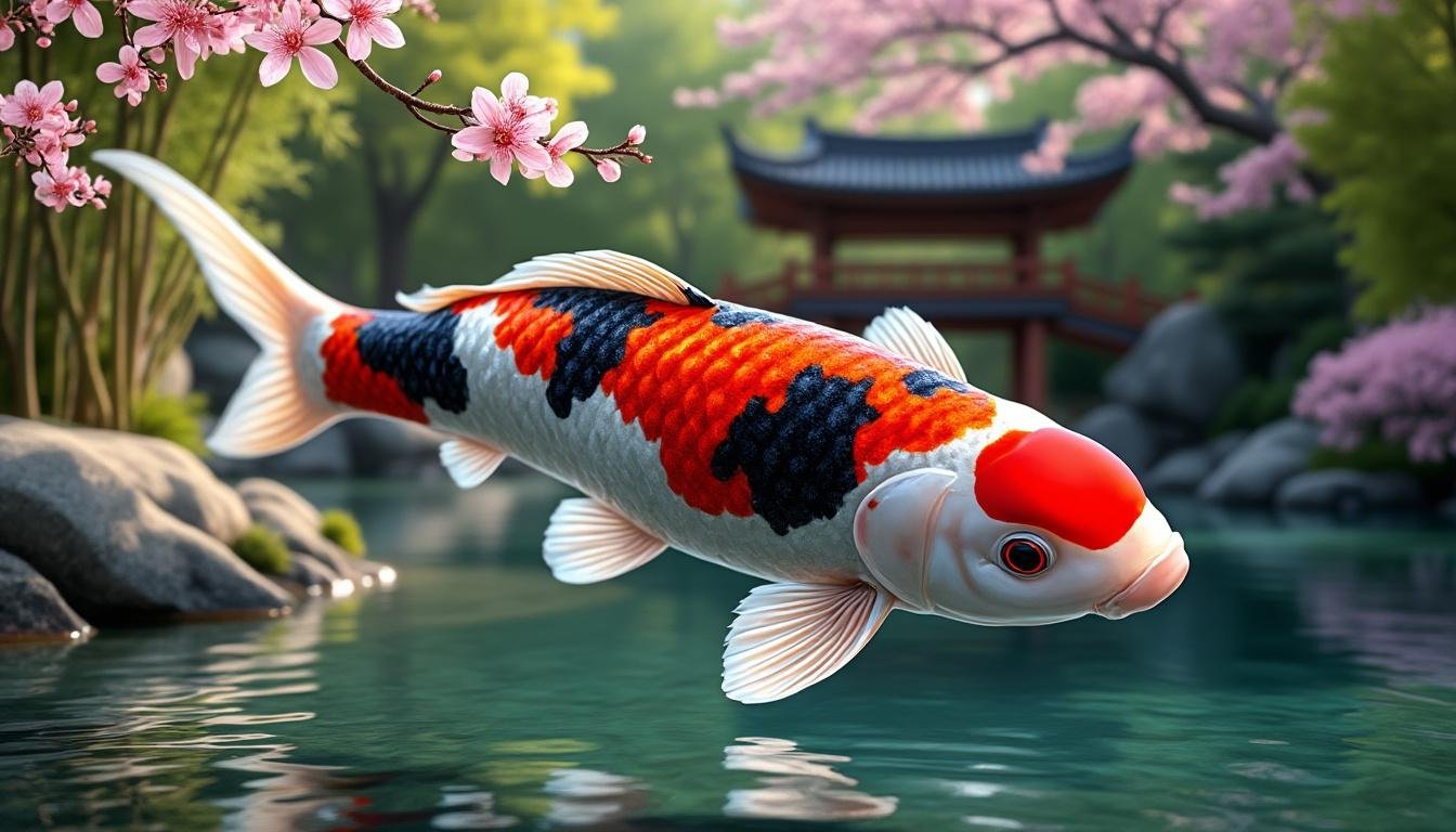 découvrez la beauté éclatante de la carpe koï ginrin showa, une variété japonaise aux écailles scintillantes et aux couleurs vibrantes, idéale pour embellir votre étang.