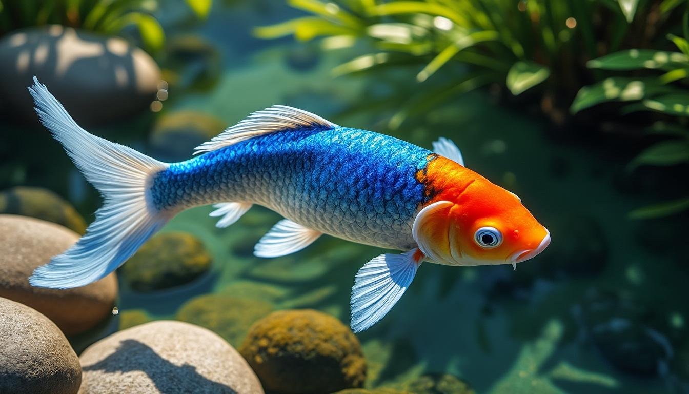 découvrez la beauté unique de la carpe koï hi shusui, une variété rare aux motifs rouges éclatants sur une peau brillante. parfaite pour apporter élégance et sérénité à votre bassin.