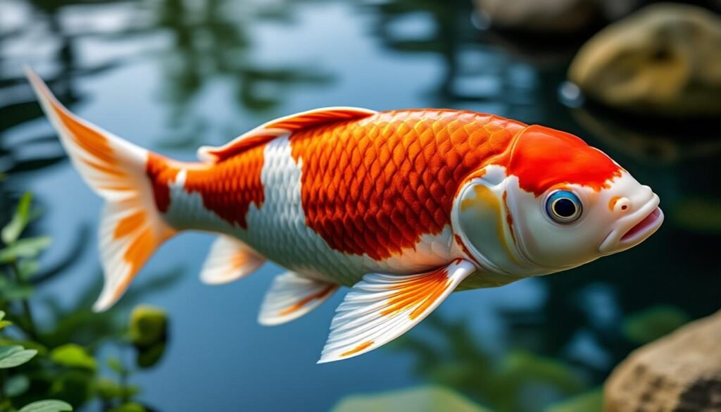 découvrez la carpe koï hi shusui, une variété élégante aux écailles rouge vif et au dos bleu, parfaite pour animer votre bassin avec beauté et sérénité.