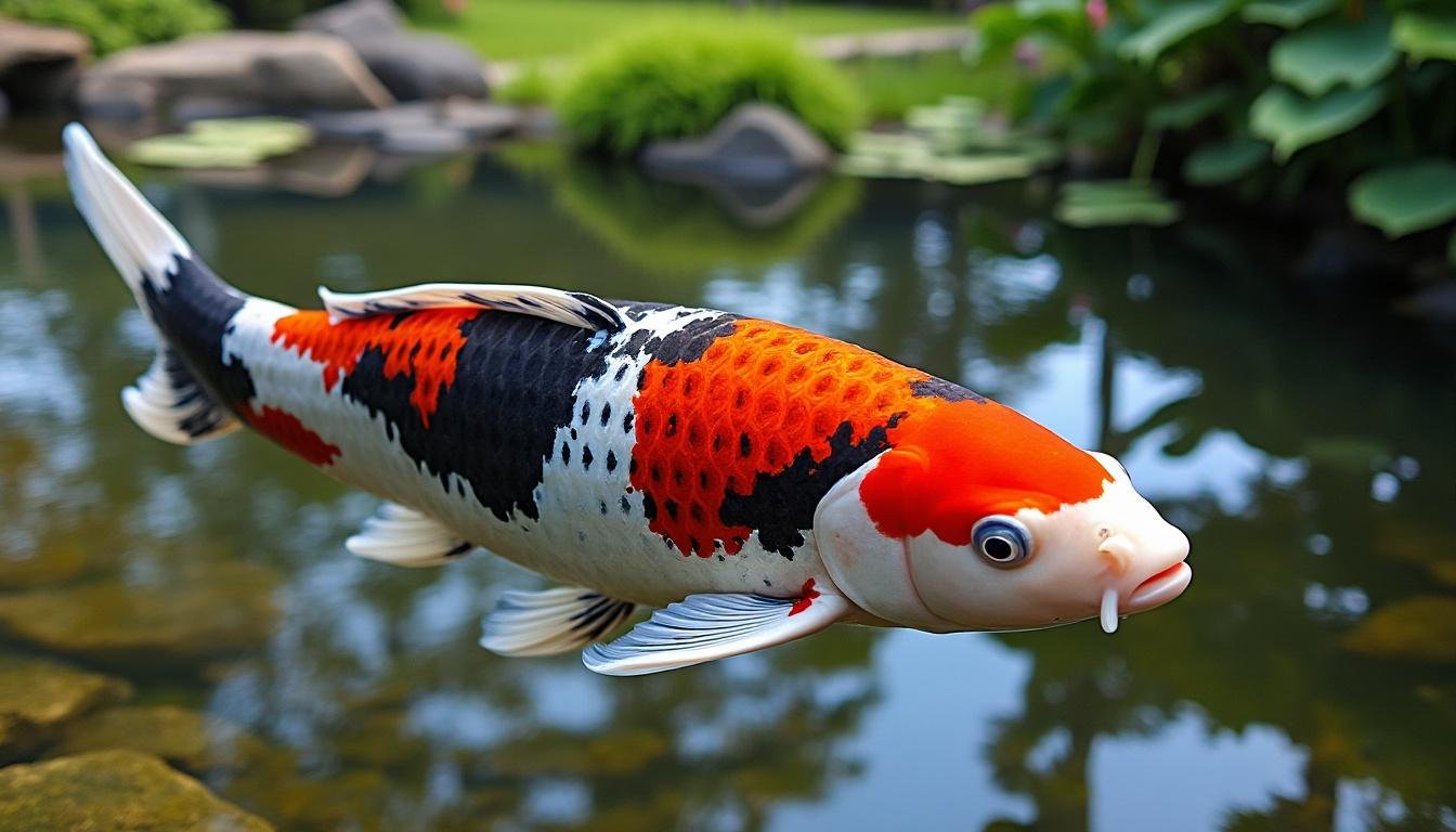 découvrez la beauté unique de la carpe koï kindai showa, une variété prisée pour ses motifs vibrants et son élégance aquatique, idéale pour enrichir votre bassin ornemental.