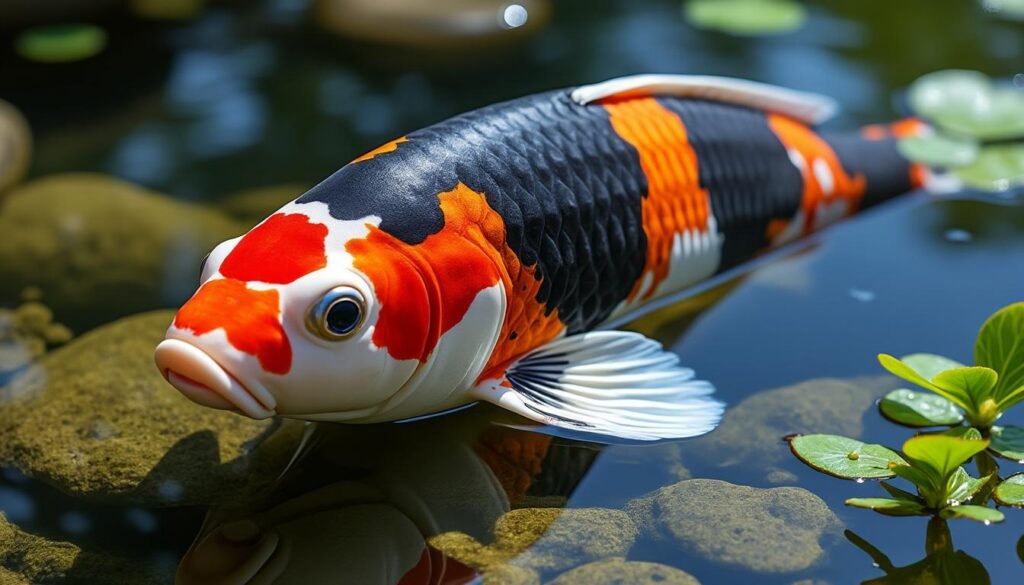 découvrez la beauté unique de la carpe koï koromo showa, une variété élégante et colorée idéale pour embellir votre bassin.