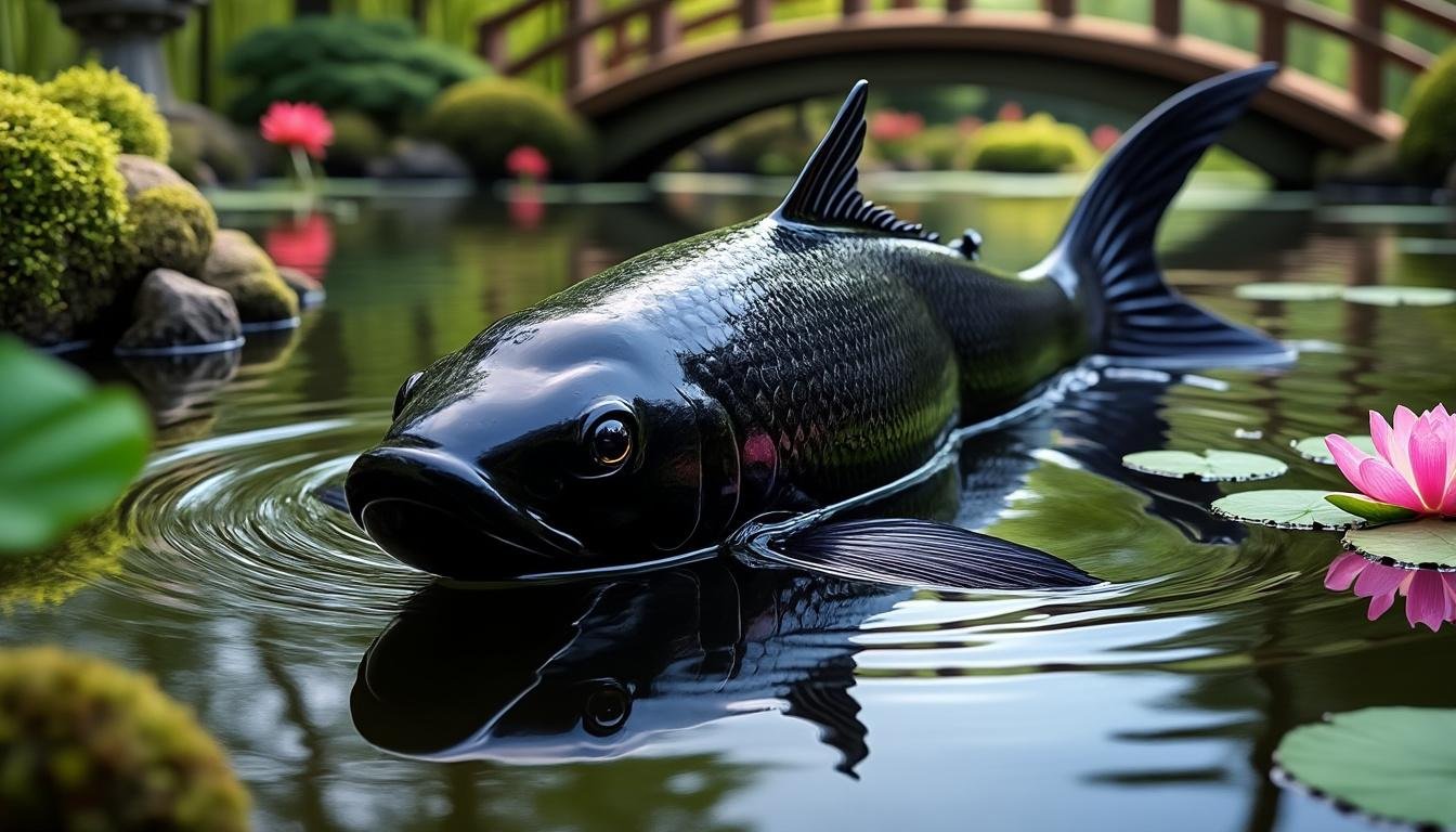 découvrez la carpe koï kuro muji, une magnifique variété de carpe japonaise au corps noir profond et élégant, idéale pour embellir votre bassin avec grâce et sérénité.