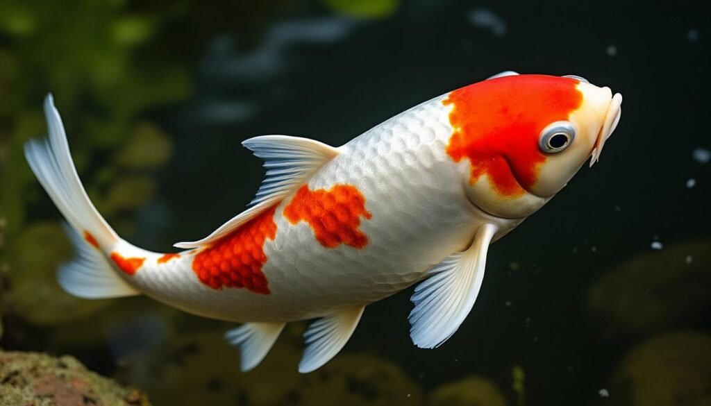 découvrez la beauté élégante de la carpe koï maruten sanke, une variété prisée pour ses motifs uniques et ses couleurs éclatantes, idéale pour embellir votre bassin.