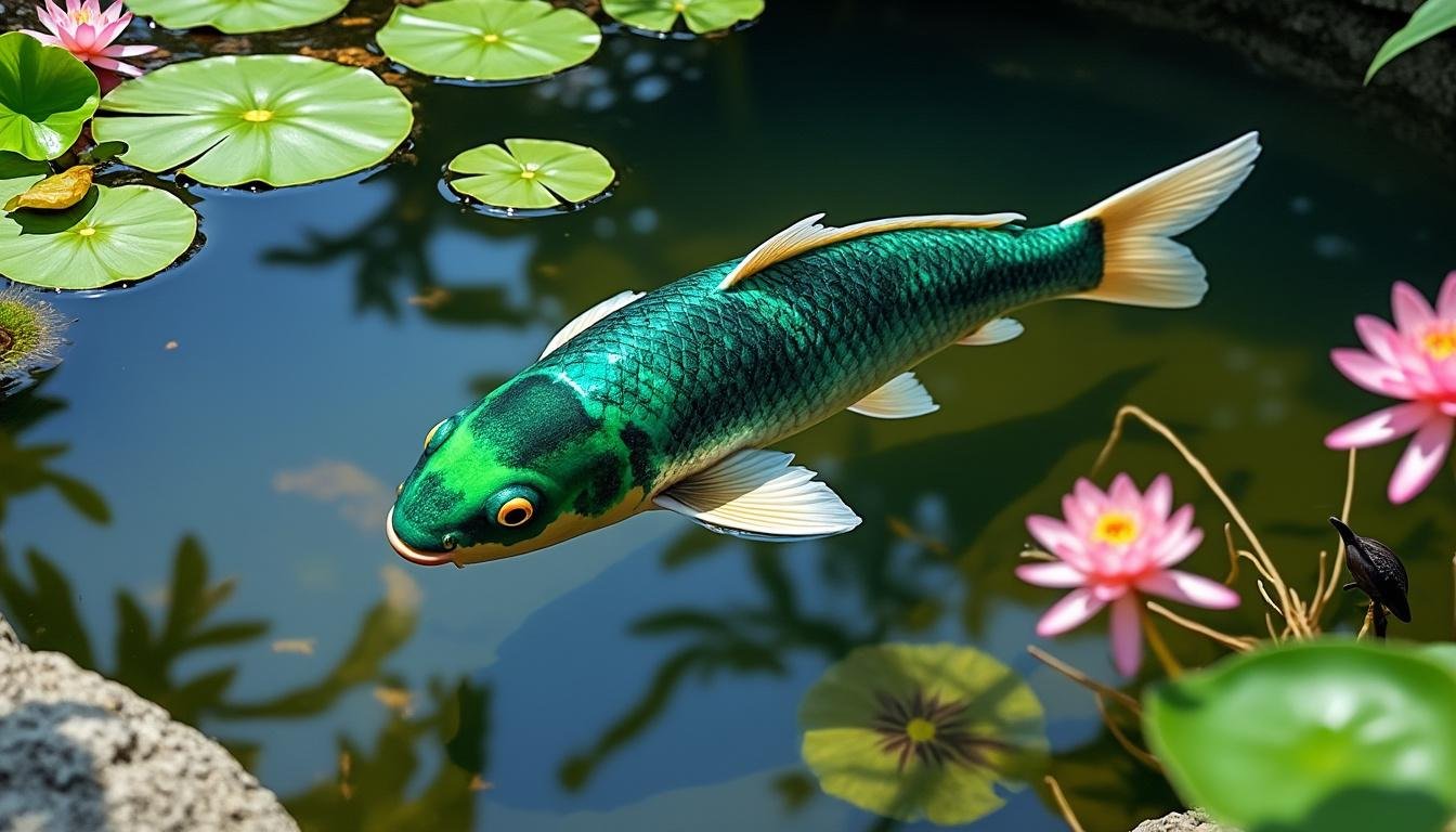 découvrez la carpe koï midorigoi, une variété élégante aux teintes vertes uniques, idéale pour embellir votre bassin et apporter sérénité à votre jardin aquatique.