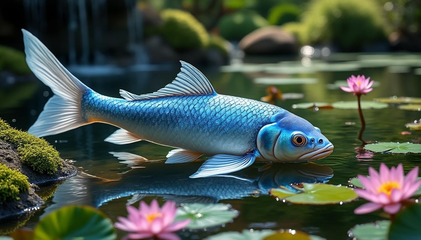 découvrez la beauté unique de la carpe koï mizu asagi, une variété appréciée pour ses motifs délicats bleu clair. parfaite pour enrichir votre bassin avec élégance et sérénité.