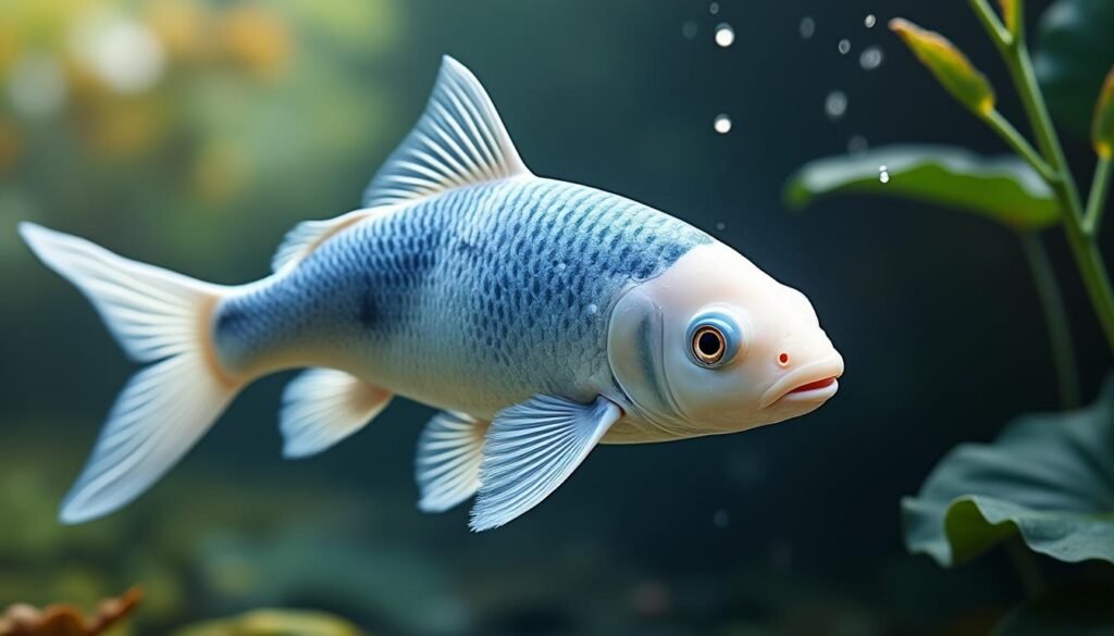 découvrez la beauté unique de la carpe koï mizu asagi, une variété prisée pour ses motifs bleutés délicats et son élégance aquatique.