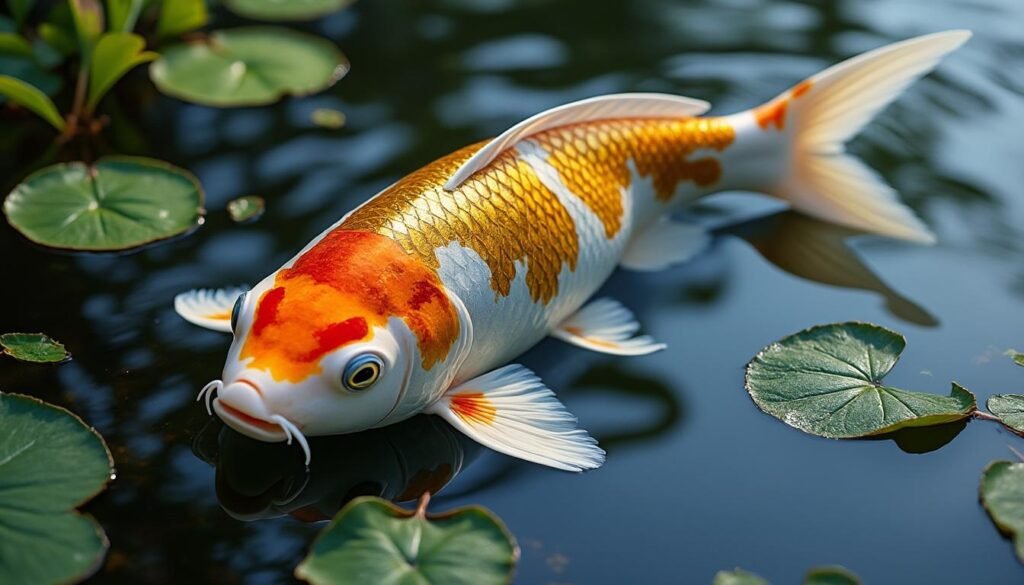 découvrez la carpe koï mukashi ogon, une variété élégante et lumineuse, parfaite pour embellir votre bassin avec ses couleurs dorées éclatantes.