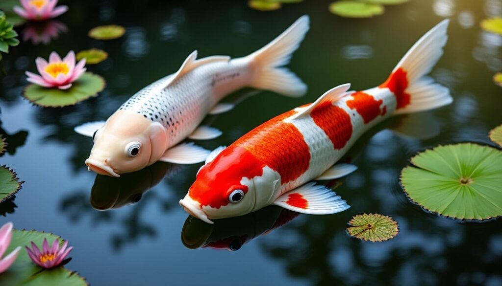 découvrez la beauté élégante de la carpe koï nidan kohaku, célèbre pour ses motifs rouges et blancs distinctifs. parfaite pour les amateurs d'aquariophilie et de jardins japonais.