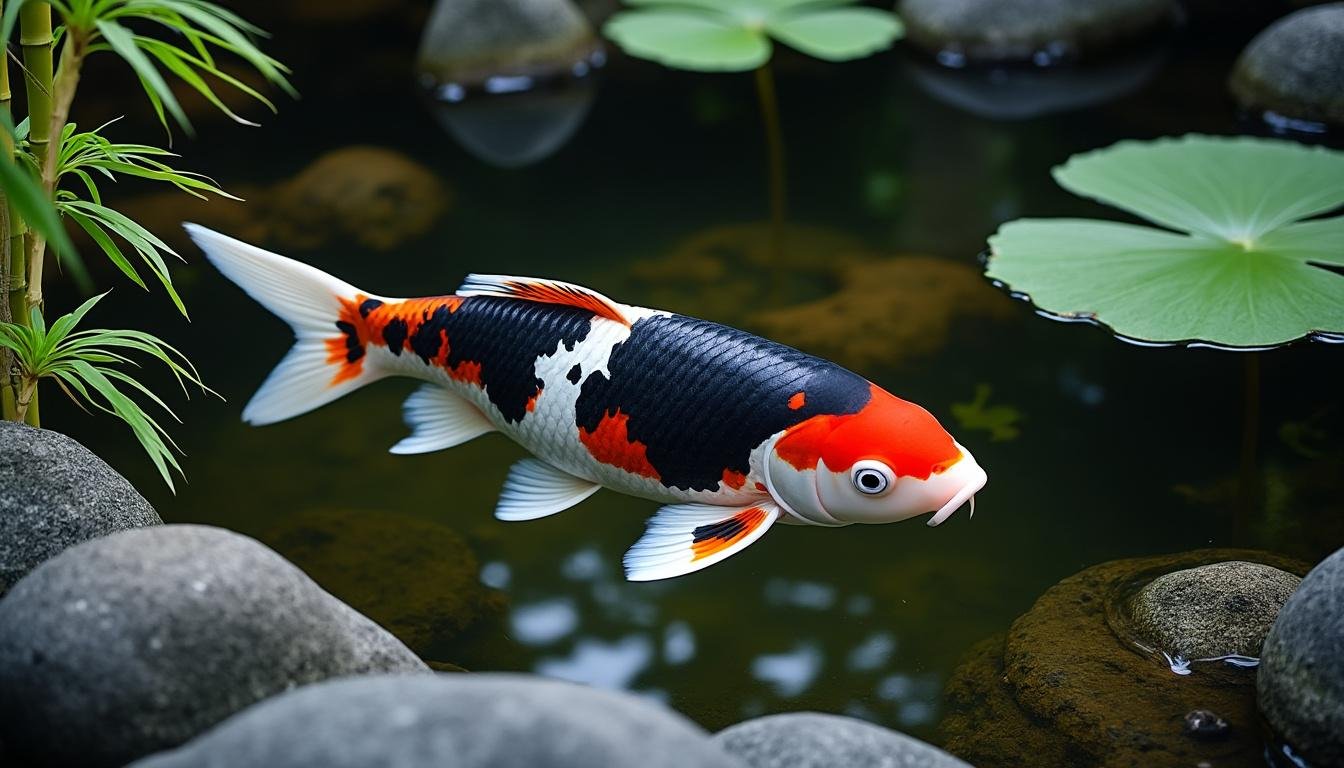 découvrez la carpe koï old-style showa, une élégante variété traditionnelle aux couleurs vives et motifs distinctifs, parfaite pour embellir votre bassin ou collection.