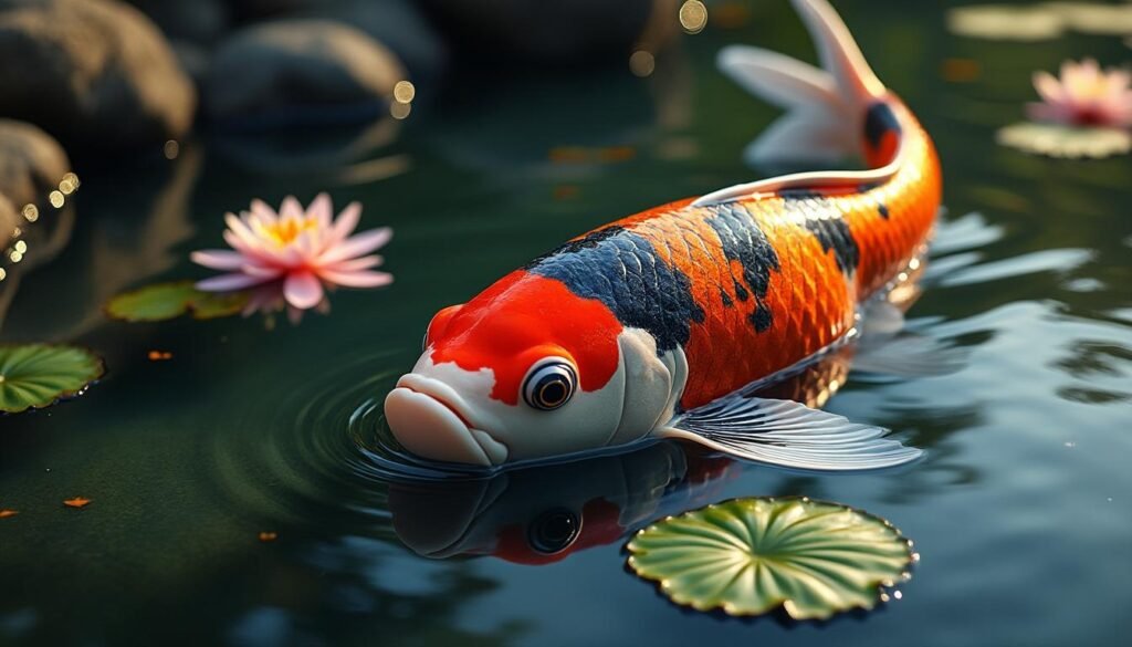 découvrez la beauté intemporelle de la carpe koï old-style showa, un poisson d'ornement aux couleurs traditionnelles et à l'élégance classique.