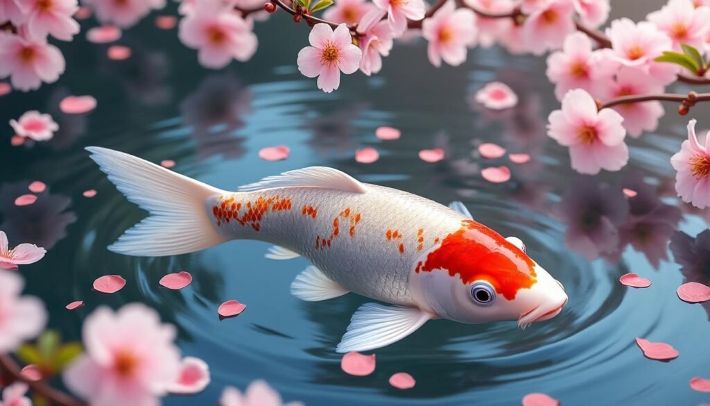 découvrez la carpe koï sakura ogon, une magnifique carpe japonaise aux couleurs éclatantes, symbole de beauté et de sérénité pour votre étang.