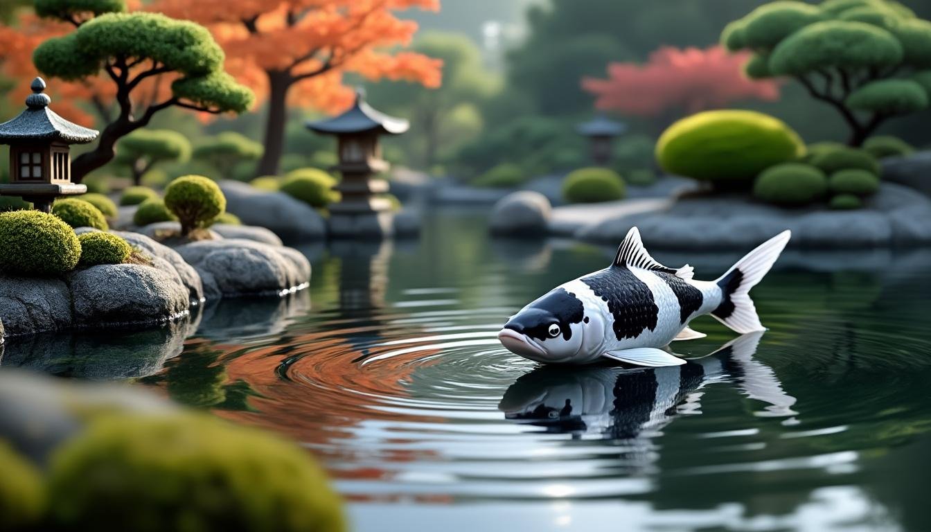 découvrez la beauté élégante de la carpe koï shiro utsuri, une variété traditionnelle japonaise aux motifs noirs et blancs contrastés, parfaite pour votre étang.