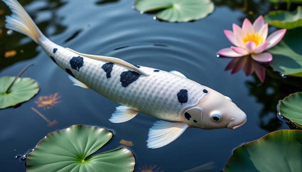 découvrez la beauté unique de la carpe koï shiro utsuri, une variété élégante aux motifs noirs et blancs contrastés, idéale pour enrichir votre bassin avec grâce et style.