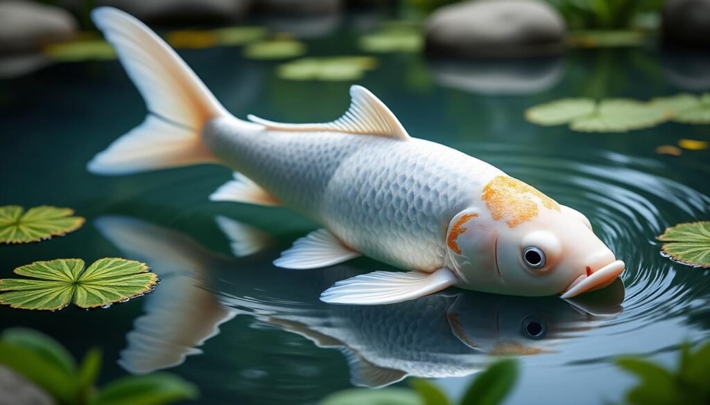 découvrez la carpe koï shiromuji, une variété élégante et apaisante, parfaite pour embellir votre bassin avec ses couleurs blanches éclatantes et son symbole de pureté.