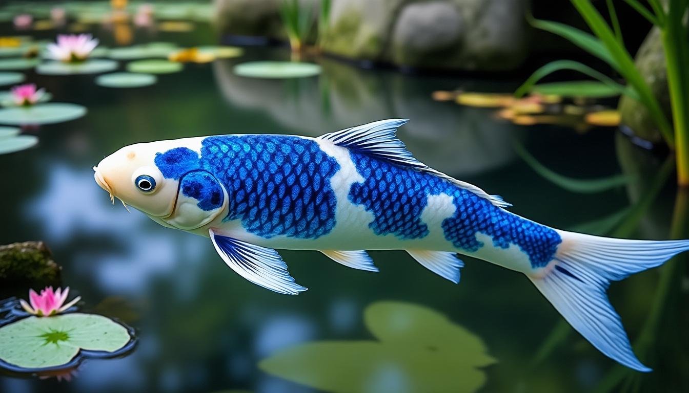 découvrez la beauté unique de la carpe koï taki asagi, une variété prisée pour ses couleurs délicates et son motif distinctif, idéale pour embellir votre étang.