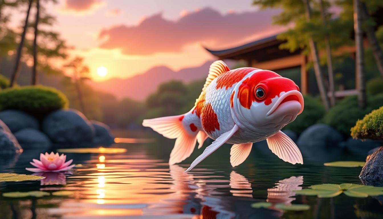 découvrez la beauté unique de la carpe koï tancho kohaku, célèbre pour son motif rouge distinctif sur une robe blanche éclatante, symbole de chance et de pureté dans les bassins de jardin.
