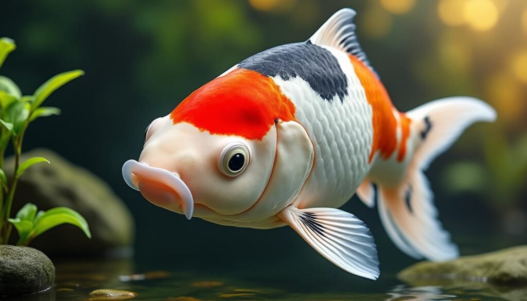 découvrez la beauté unique de la carpe koï tancho sanke, une variété prestigieuse reconnue pour son motif rouge distinctif sur la tête et ses larges taches noires et blanches. parfaite pour les amateurs d'aquariophilie souhaitant embellir leur bassin.