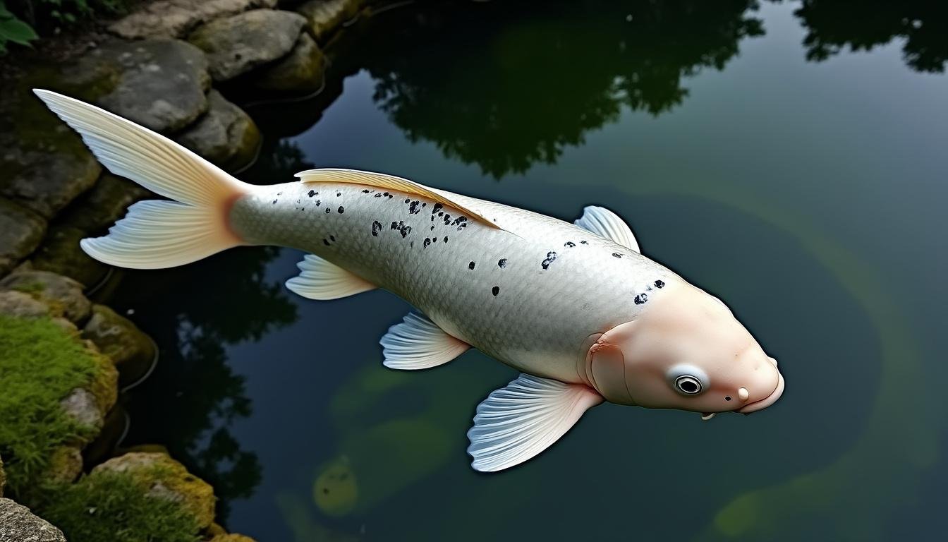 découvrez la beauté unique de la carpe koï tora bekko, un poisson ornemental apprécié pour ses motifs distinctifs blanc, noir et orange, parfait pour embellir votre étang.