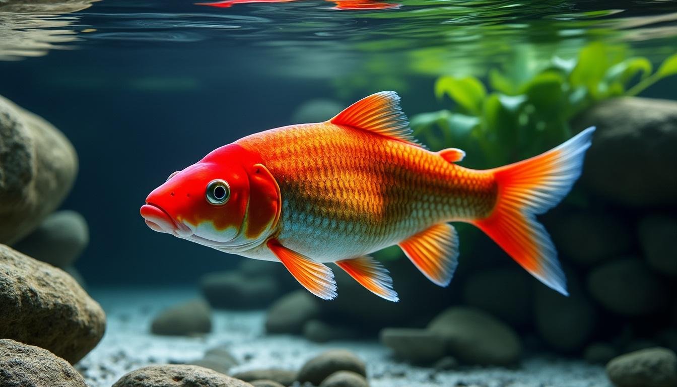 Carpe asiatique rouge (Cyprinus rubrofuscus, ancêtre des koïs)
