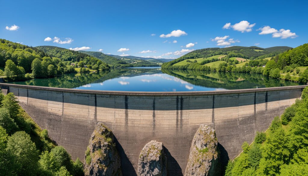 Découvrez le barrage des Fades en Auvergne, un site impressionnant alliant histoire, ingénierie et paysages naturels exceptionnels.